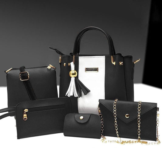 Stylish Women's PU Leather Hand Bag Set -5 Pcs