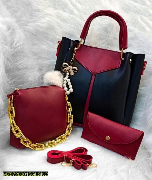 Women's PU Leather Plain Top Handle Shoulder Bag